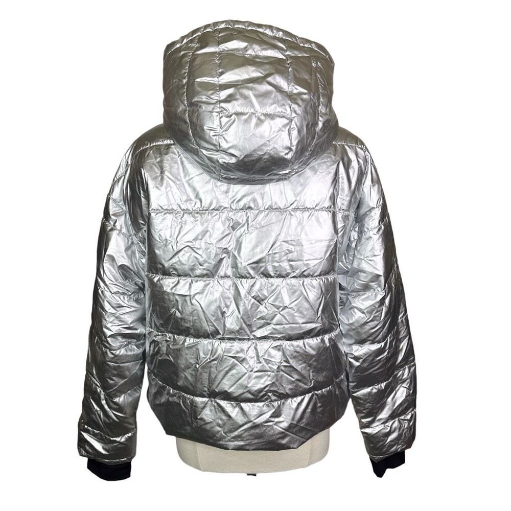 Offline By Aerie Sherpa Lined Metallic Silver Puf… - image 5
